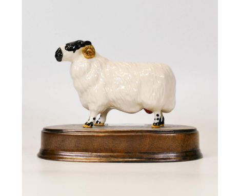 Beswick Black Faced Ram on Ceramic Base 3071 