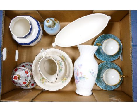 Mixed collection of ceramic items to include, vases, wash jug and bowl, Russian chocolate cup etc. 