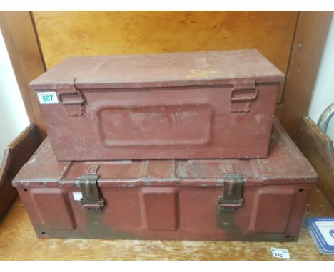 Two Overpainted British Ammunition Boxes, Green overpainted in umber (2) 