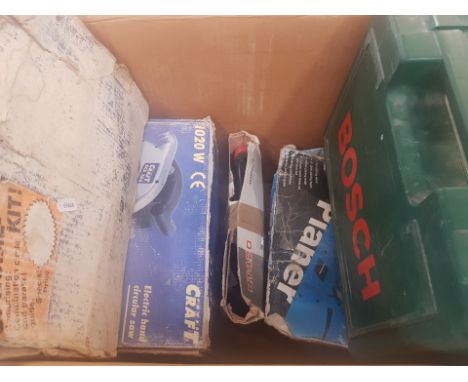 Quantity of used power tools to include Bosch Jigsaw x 2 , electric planer, hammerdrill &amp; circular saw (5) 