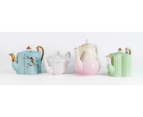 Four Wileman teapots to include patterns 5506, 3848, 4045 and plain white ( chip to spout) (4) 