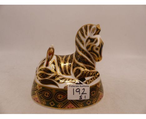 Royal Crown Derby Paperweight Zebra (14cm) Silver Stopper 