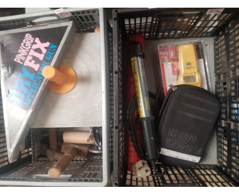 A mixed collection of tools and accessories to include a cased Black and Decker laserplus, mixed hand tools, inspection lamp 
