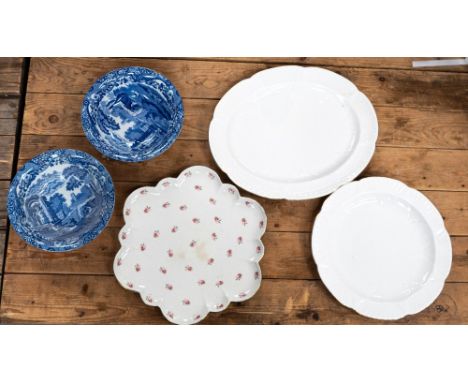 Shelley Dainty oval platter, meat plate together with Wileman &amp; Co cabaret tray and two Copeland Spode Italian bowls (5) 
