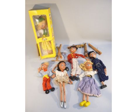 PELHAM PUPPET SS5 'TYROLEAN GIRL', BOXED TOGETHER WITH FIVE OTHERS COMPRISING 'MITZI', 'SAILOR', 'BALLERINA', 'FRITZI SOLDIER