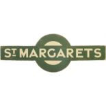 Railway Station Target Signs, St Margarets: A Southern Railway target sign, ST MARGARETS, a