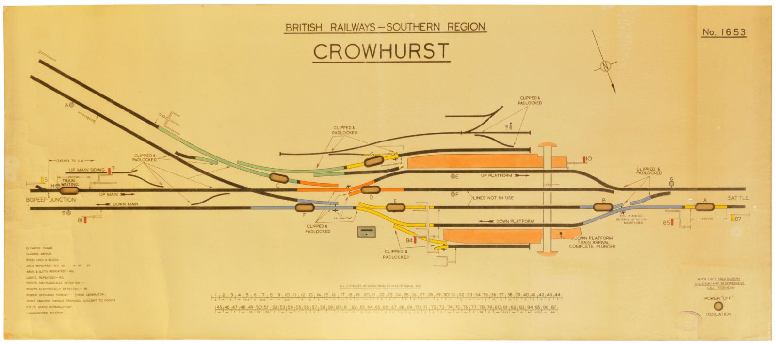Signal Box Diagrams, Crowhurst A BR(S) signal box diagram, CROWHURST