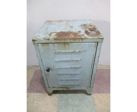 A vintage single industrial locker