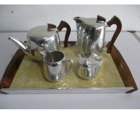 A Newmaid "Picquot" aluminium tea/coffee set including teapot, coffee pot, etc.