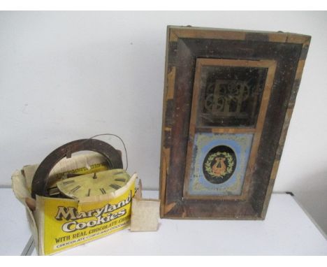 A vintage American wall clock along with another clock (A/F)