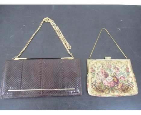 A vintage leather handbag along with one other