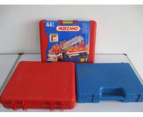 Three cased sets of Meccano including the Master Builders Fire Engine (7064) etc