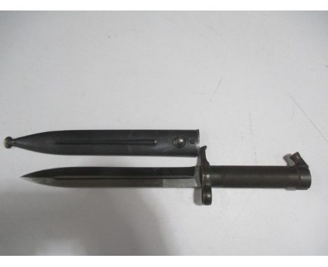 A Swedish Mauser ( M 1896) bayonet in metal scabbard, blade numbered 339, scabbard 382
