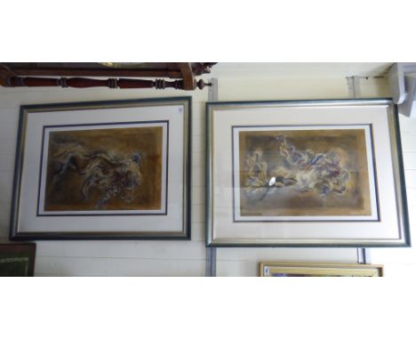 Joy Kirton Smith - 'Cascade I' and 'Cascade II'  Limited Edition coloured prints 110/295 &amp; 21/295, respectively bearing a