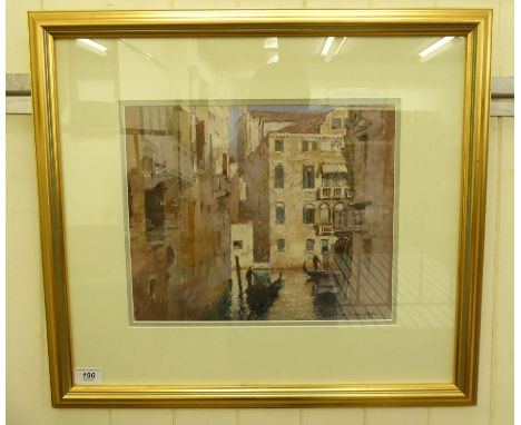 George Thompson - 'Venice Canal'  pastel  bears a signature &amp; and a gallery label verso  13.5'' x 11''  framed     LSB