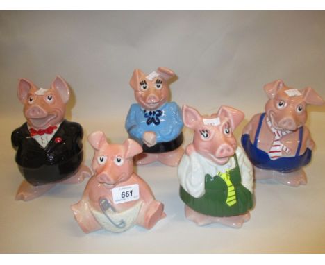 Set of five Wade National Westminster Bank piggy banks