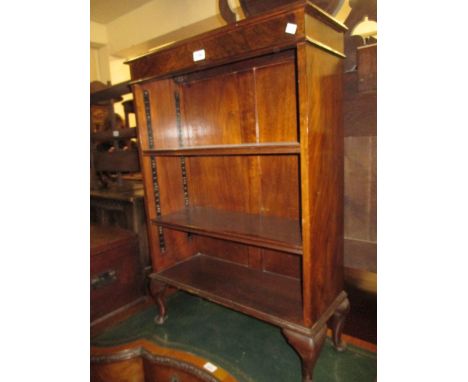 Small mid 20th Century walnut three shelf open bookcase on cabriole supports