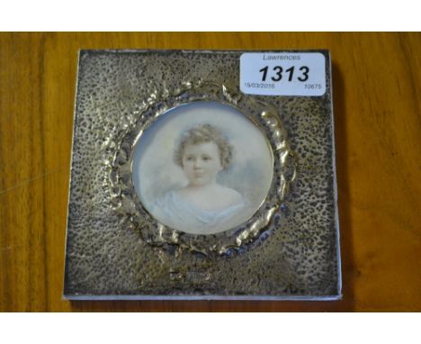 Late 19th / early 20th Century oval watercolour portrait of a child with London silver frame