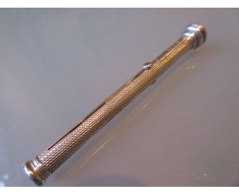 Sampson Morden & Co. London silver propelling pencil / dip pen with engine turned case and seal top, dated 1889 / 90