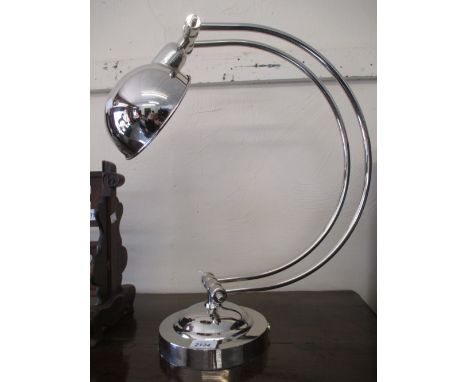 Nickel plated crescent shaped adjustable desk lamp