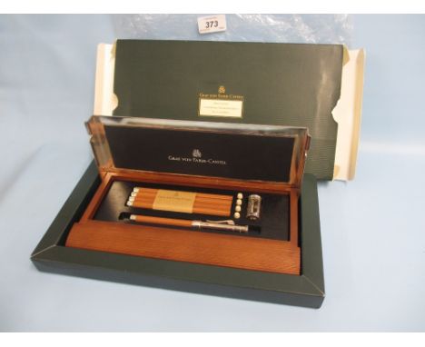 Graf Von Faber-Castell, boxed silver plated and wooden desk set