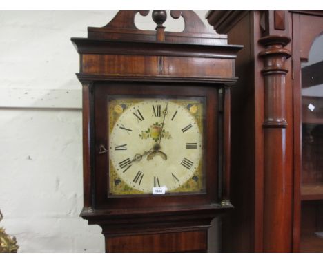 George III oak mahogany banded and shell inlaid longcase clock, the  square hood above a rectangular panelled door and plinth