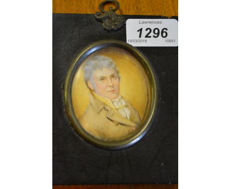 19th Century miniature watercolour portrait on ivory of a gentleman