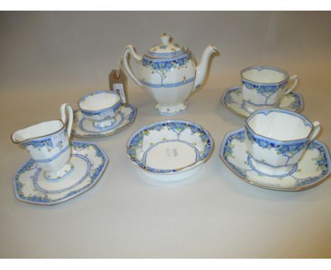 Royal Doulton Arvon pattern tea for two service comprising: teapot, cream jug, sugar bowl, two cups and saucers, two side pla