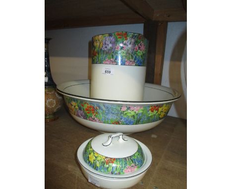Wilkinson pottery jug and basin set decorated with Chintz design