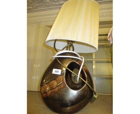 Late 20th Century silver lustre Poole pottery table lamp