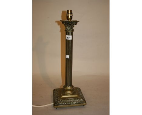 Brass Corinthian column table lamp