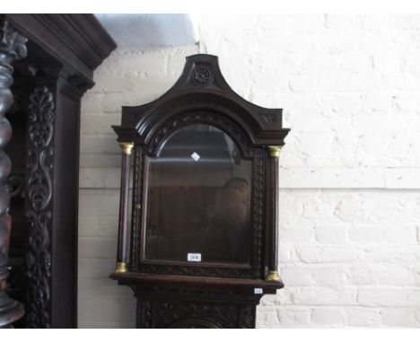 Antique oak longcase clock case with later carved decoration