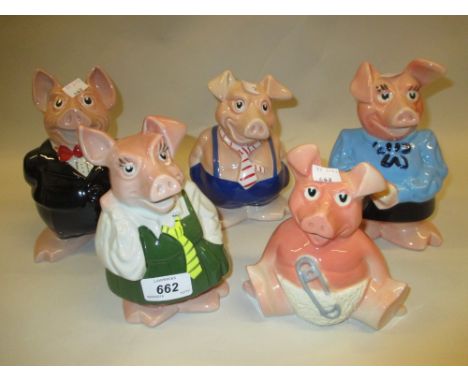 Similar set of five Wade National Westminster Bank piggy banks