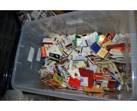 Large tub containing a quantity of vintage advertising match books etc