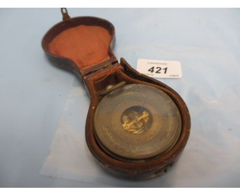 Early 20th Century pocket barometer by Paul Hedke, Berlin, in leather fitted case