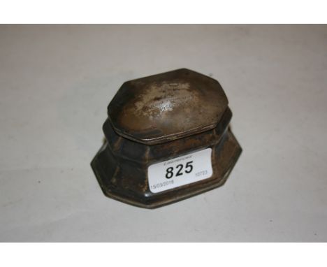 Birmingham silver inkwell of octagonal form, the cover engraved Kent Yeomanry 1950 / 1953 (hinge a/f)