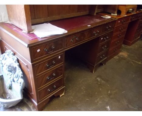Reproduction mahogany twin pedestal desk