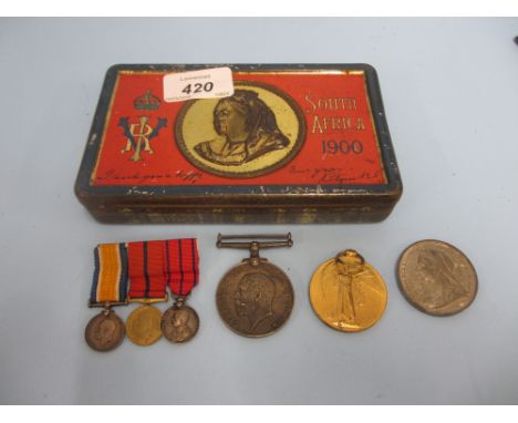 Pair of World War I service medals awarded to R.E. Phillips, Royal Navy reserve, together with a set of three miniature medal