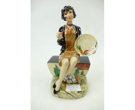 Kevin Francis figure Clarice Cliff seated with plate: Figure in a special colourway,marked artists original signed Victoria B