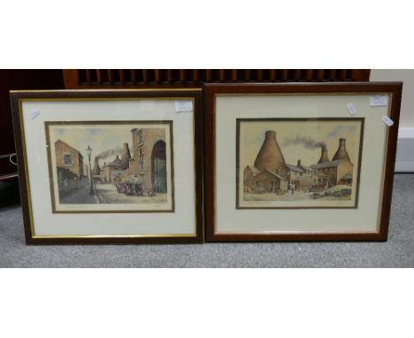 Anthony Forster signed Prints: Packhorse lane &amp; teapot factory. Size for both approx 27x20cm. (2)
