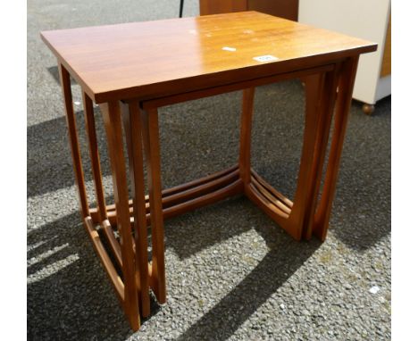 Ercol style nest of tables: A mid-Century teak Ercol style nest of 3 tables. 