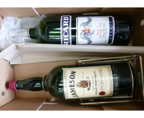 Jameson's Whisky Gallon Bottle: together with similar Ricard item( both empty )