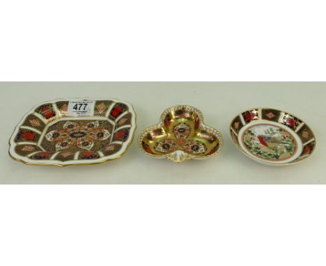 Royal Crown Derby Imari patterned rectangular tray(length 16cm), similar clover shaded item (length 11cm)Collectors Guild Old