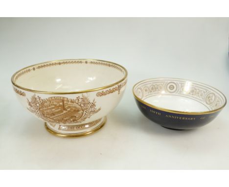 Royal Doulton footed bowl: Piece commemorating the 150th anniversary of the founding of the Potteries, diameter 19cm and a J 
