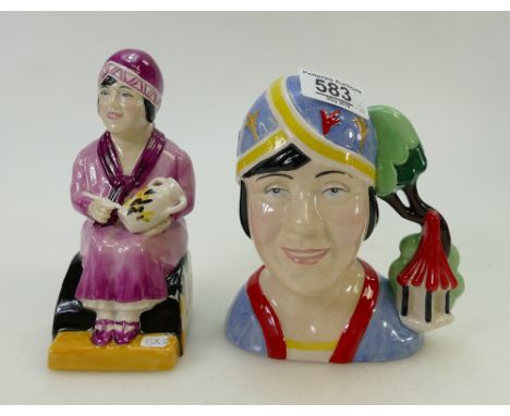 Kevin Francis prototype character jugs Clarice Cliff: A small toby jug and character jug painted in different colourways, bot