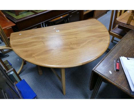 Sutherland Table: Unmarked but presumed Ercol, Mid-Century, Honey Elm, large drop leaf sutherland / dining table 