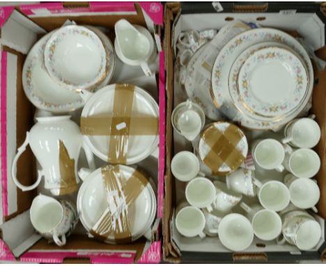 Mayfair Bone China Tea / Dinner Ware: to include dinner plates, side plates, cups, saucers, mugs, coffee pot 2 lidded tureens