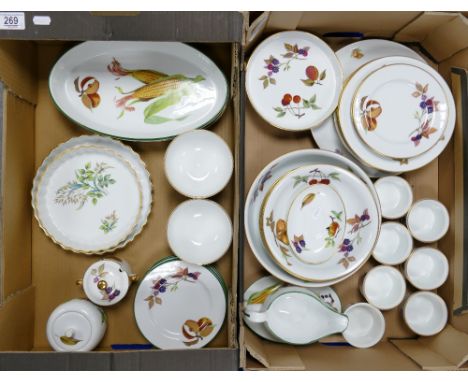 Royal Worcester Evesham Dinnerware: To include plates, bowls, gravy boat, etc. (3 Trays)  