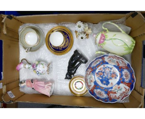 Royal Doulton, Dresden, Minton, Tuscan, Imari, Grafton &amp; Moore: A mixed Tray to include Royal Doulton Maureen HN1770 (A/F