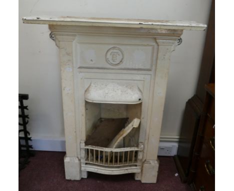 Edwardian cast iron bedroom fireplace: with mantle shelf